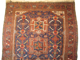 Shiraz Persian knotted circa in 1910 antique, collector's item, 150 x 125 (cm) 4' 11" x 4' 1"  carpet ID: UOE-19
The black color is oxidized, the knots are hand spun silky  ...