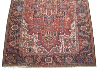 


Serapi Heriz Persian knotted circa in 1895 antique, collector's item, 349 x 247 (cm) 11' 5" x 8' 1"  carpet ID: P-1965
The knots are hand spun wool, the black knots are  ...