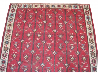 
Shasrkoy Art Deco period 1924, 260 x 258 (cm) 8' 6" x 8' 6"  carpet ID: A-523
Woven with hand spun wool, the background color is brick, the surrounded large border is  ...