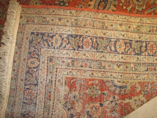 Tabriz Persian, semi antique, Size: 380 x 192 (cm) 12' 6" x 6' 4"  carpet ID: KRD-3 
 the background color is terracotta, all over floral design surrounded with six borders,  ...