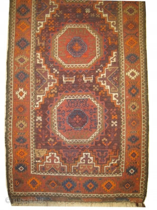 
Belutch Persian knotted circa in 1918, antique, 164 x 78 (cm) 5' 5" x 2' 7"  carpet ID: OTB-2
The knots, the warp and the weft threads are mixed with hand spun  ...