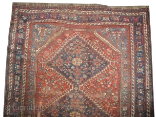 
Qashqai Persian knotted circa in 1905 antique, collector's item, 251 x 170 (cm) 8' 3" x 5' 7"  carpet ID: K-3445
The black knots are oxidized. The knots, the warp and the  ...