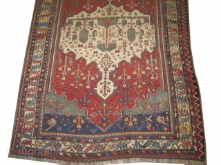 
Bakshaish Heriz Persian, knotted circa 1870 antique, collectors item, vegetable dyes, 358 x 193 cm, ID: P-6049
The black knots are oxidized, the warp and the weft threads are 100% wool, the knots  ...