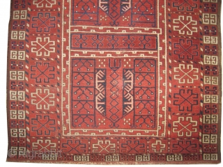 Ersari Engsi Turkmen, antique. Collector's item.Size: 170 x 128 (cm) 5' 7" x 4' 2" feet, carpet ID: K-3129
 High pile, at the center two small holes 1x2 cm old repair, the  ...