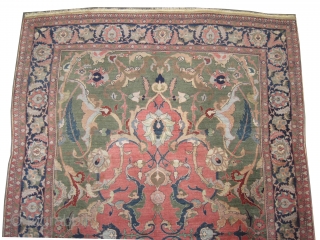 Hajijelili Tabriz Persian knotted circa in 1905 antique. Size: 275 x 177 (cm) 9'  x 5' 10"  carpet ID: P-5023
 The background color is soft green, the center medallion is  ...