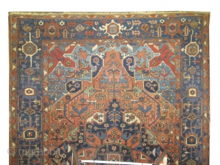 Serapi Heriz Persian knotted circa in 1905 antique. Size: 328 x 222 (cm) 10' 9" x 7' 3" 
 Carpet ID: P-5081
In good condition and in its original shape.
    