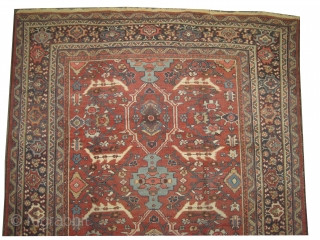 Mahal Persian knotted circa in 1915 antique, 317 x 220 (cm) 10' 5" x 7' 3"  carpet ID: P-5080
The knots are hand spun wool, the black knots are oxidized, the background  ...