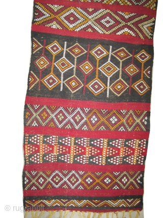 

Kilim, woven with hand spun 100% wool and goat hair, old, 80 x 396 cm, ID: LM-17
Geometric and decorative design, finely woven with hand spun wool and goat hair, in two different  ...