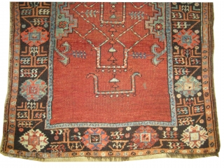 Konya Ladik prayer Turkish rug, circa 1870, antique. Size: 129 x 98 (cm) 4' 3" x 3' 3" carpet ID: K-3148 
Collector's item, high pile, acceptable condition, thick pile, the edges have  ...