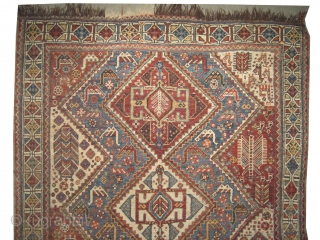 Qashqai Persian circa 1890 antique, collector's item, Size: 200 x 140 (cm) 6' 7" x 4' 7" feet, carpet ID: K-5313 
Vegetable dyes, the black color is oxidized, the knots are hand  ...