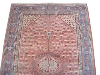 	

Samarkand rug, knotted circa in 1928, semi antique, 280 x 182 (cm) 9' 2" x 6'  carpet ID: MJW-3
The background is light terracotta, the four corners and the center medallion are  ...