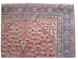 	

Samarkand rug, knotted circa in 1928, semi antique, 280 x 182 (cm) 9' 2" x 6'  carpet ID: MJW-3
The background is light terracotta, the four corners and the center medallion are  ...