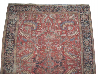 

Heriz Persian, knotted circa in 1915 antique,  337 x 247 (cm) 11' 1" x 8' 1"  carpet ID: P-3611
The black knots are oxidized, the knots are hand spun wool, the  ...