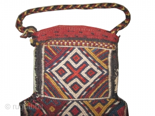 	

Namakdar-Shahsavan Persian circa 1922 antique, collector's item, 39 x 20 (cm) 1' 3" x 8"  carpet ID: A-1035
Woven with Soumak technique and hand spun wool, the back coverd kelim is original,  ...