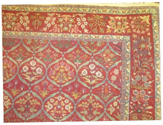 


Amritsar Indian knotted circa 1925, 348 x 256 cm, ID: P-5692
16th century Mogul design, the black knots are oxidized, the warp and the weft threads are cotton, the knots are hand spun  ...