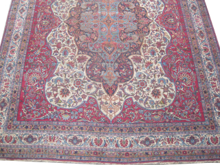 Our new website: www.madayancarpets.ch  

Kirmanshah Persian, knotted circa 1925, antique, 305 x 382 cm / 10'0" x 12'6" feet, ID: P-4763

Vegetable dyes, the knots are hand spun wool, the center medallion  ...