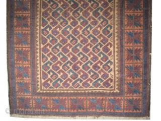 Belutch Persian, circa 1895. Antique, collectors item, Size: 127 x 90 (cm) 4' 2" x 2' 11" carpet ID: EB-3 
vegetable dyes, the black color is oxidized, the knots are hand spun  ...