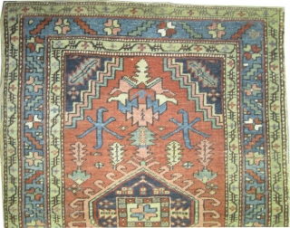 


Serapi Heriz, circa 1890, antique. Collector's item. Size: 172 x 100 (cm) 5' 8" x 3' 3" carpet ID: K-3284 
 Vegetable dyes, the brown color is oxidized, uniformly short pile, the  ...