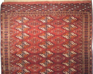 Tekke Turkmen Boukhara,  antique. Collector's item. Over than 100 years old. Size: 102 x 101 (cm) 3' 4" x 3' 4" carpet ID: K-3891
 Vegetable dyes, the brown color is oxidized,  ...