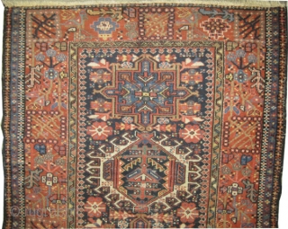 Karadja Persian, circa 1915, antique, Size: 130 x 102 (cm) 4' 3" x 3' 4"  carpet ID: MMM-44 
 vegetable dyes, the knots are hand spun wool, the black color is  ...