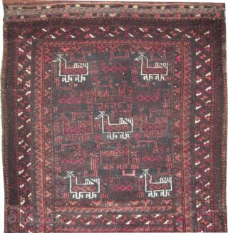 Belutch Persian circa 1935. Collector's item. Size: 117 x 64 (cm) 3' 10" x 2' 1" carpet ID: T-617 
The knots are hand spun lamb wool, the black color is oxidized, the  ...