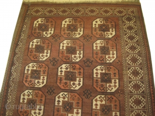 Kizyl Ayak Turkmen main carpet, knotted circa in 1880, antique, collectors item. 340 x 232cm, carpet ID: BRDI-9
Allover geometric design, surrounded with ivory border, the pile is uniformly short and minor places  ...