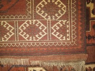 Kizyl Ayak Turkmen main carpet, knotted circa in 1880, antique, collectors item. 340 x 232cm, carpet ID: BRDI-9
Allover geometric design, surrounded with ivory border, the pile is uniformly short and minor places  ...