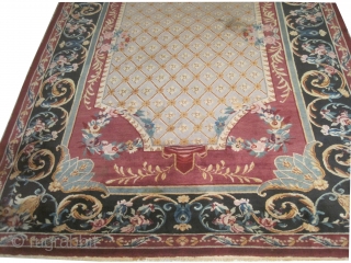 
Savonnerie old, Art Deco period, 394 x 295 (cm) 12' 11" x 9' 8"  carpet ID: HGW-1
The knots are hand spun wool, thick pile, in perfect condition, very fine knotted, both  ...