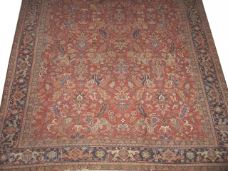 
Heriz Persian knotted circa in 1926, 410 x 310 (cm) 13' 5" x 10' 2"  carpet ID: P-1892
The black knots are oxidized, the knots are hand spun wool, the selvages are  ...