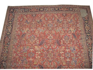 
Heriz Persian knotted circa in 1926, 410 x 310 (cm) 13' 5" x 10' 2"  carpet ID: P-1892
The black knots are oxidized, the knots are hand spun wool, the selvages are  ...