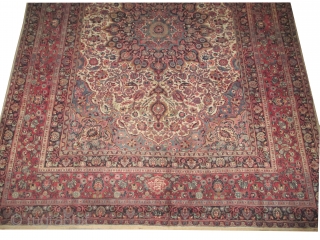 Dorosch Persian dated 1365 = 1945 and signed the name of the weaver, 388 x 300 (cm) 12' 9" x 9' 10"  carpet ID: P-4555
The knots are hand spun wool, the  ...