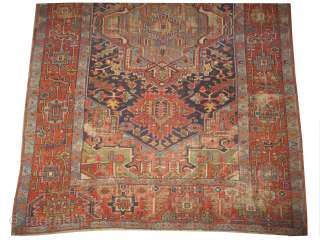 

Serapi-Heriz Persian, knotted circa 1870 antique, collectors item, 200 x 300 cm, ID: P-3709
Vegetable dyes, the black knots are oxidized, the knots are hand spun lamb wool, the background color is indigo,  ...