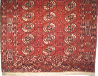 Tekke Boukhara Turkmen, circa 1890, antique. Size: 117 x 114 (cm) 3' 10" x 3' 9", carpet ID: K-3873 
High pile, perfect condition, the warp and the weft threads are 100% wool,  ...