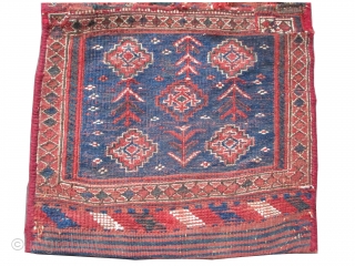 	

Baktiar saddle bag Persian knotted circa in 1900 antique, collector's item, 79 x 46 (cm) 2' 7" x 1' 6"  carpet ID: K-4997
Hand spun wool, woven with three different technique Soumak,  ...