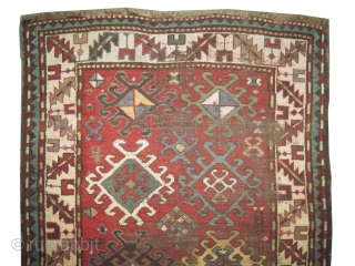 
Karabag Caucasian knotted circa in 1900 antique, collector's item, 173 x 111 (cm) 5' 8" x 3' 8"  carpet ID: TTR-3
The black knots are oxidized, all over crab design, the background  ...