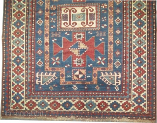 
Karatchoph Caucasian circa 1885, antique. Size: 224 x 141 (cm) 7' 4" x 4' 7" carpet ID: V-102 
 Vegetable dyes, the black color is oxidized, the knots are hand spun lamb  ...