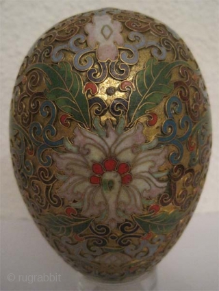 
Easter egg enameled, circa 1880 Antique. Collector's item, Size: 11 x 7 (cm) 4" x 3" FD-183  multicolored cloisonné, gold plated or pure gold?, perfect condition, 149g.     