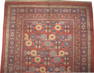Yarkand antique. Collector's item. Size: 250 x 162 (cm) 8' 2" x 5' 4"  carpet ID: K-2256 
Vegetable dyes, the black color is oxidized. At the left side border the knots  ...