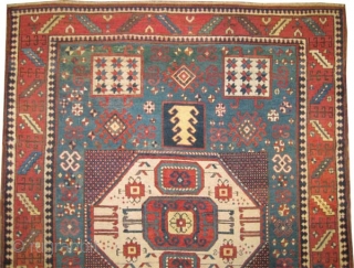 Karatchoph Caucasian, antique, collectors item, Size: 208 x 179 (cm) 6' 10" x 5' 10" carpet ID: K-5647
 Vegetable dyes, the black color is oxidized, the knots are hand spun wool, the  ...