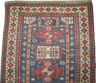 
Karatchoph Caucasian circa 1885, antique. Size: 224 x 141 (cm) 7' 4" x 4' 7" carpet ID: V-102 
 Vegetable dyes, the black color is oxidized, the knots are hand spun lamb  ...