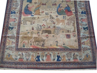 
Pictorial Debir-Kashan Persian signed, antique, collector's item. Historical carpet.
Signed: Keshan Mohammad Dabir Farmaīsh. 374 x 262 (cm) 12' 3" x 8' 7"  carpet ID: P-4641
Very finely knotted, 560 000 knots in  ...