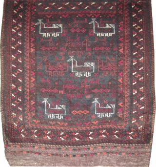 Belutch Persian knotted circa in 1935 semi antique, collector's item.  117 x 64 (cm) 3' 10" x 2' 1"  carpet ID: T-617
The knots are hand spun lamb wool, the black  ...