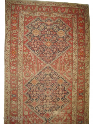 	

Malaier Persian, knotted circa in 1895 antique, collector's item, 296 x 151 (cm) 9' 8" x 4' 11"  carpet ID: RSZ-8
The knots are hand spun wool, the black color is oxidized,  ...