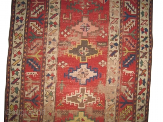 

Gendja Caucasian, knotted circa 1890, antique, collectors item, 287 x 90 cm,  ID: K-4443
The black knots are oxidized, the knots are hand spun wool, the warp and the weft threads are  ...