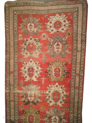 
Karabag Caucasian knotted circa 1885 antique, collectors item, 290 x 107 cm,  ID: K-4678
The black oxidized places are slightly shorter than the rest, the background color is cochineal red, the surrounded  ...