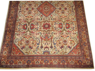
Ziegler-Mahal Persian, knotted circa 1900 antique, collectors item, 324 x 227 cm, ID: P-4251
Vegetable dyes, the black knots are oxidized, the knots are hand spun lamb wool, the background is ivory, the  ...