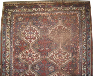 Shiraz Khamse Persian, circa 1905, antique. Collector's item, Size: 189 x 157 (cm) 6' 2" x 5' 2"  carpet ID: K-4109 
vegetable dyes, the black color is oxidized, the warp and  ...