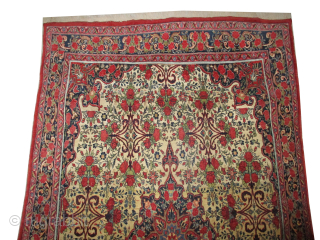 

Bidjar-Halvai Persian, knotted circa 1925, antique, 166 x 264 cm, ID: BRDI-50
The knots are hand spun lamb wool, the background color is soft green, the surrounded large border and the four corners  ...