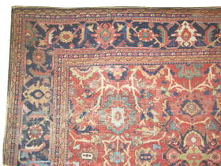 

Mahal Sultanabad Persian, knotted circa 1870 antique, collectors item, 302 x 410 cm, ID: P-3831
Vegetable dyes, finely knotted, knotted with hand spun wool, the warp and the weft threads are beige, heavy  ...