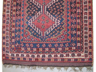 Gabbeh Persian, knotted circa in 1930, old, 141 x 225 cm, carpet ID: NEM-3
The knots, the warp and the weft threads are mixed with wool and goat hair.In good condition and in  ...